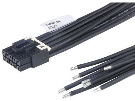 Molex 10 Way Female Crimped Terminal to 10 Way Male Pigtail Wire to Board Cable Assembly, 600mm [2240861104]; 536-670