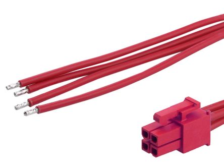 Molex 4 Way Female Crimped Terminal to 4 Way Male Pigtail Wire to Board Cable Assembly, 300mm [2262451043]; 536-858