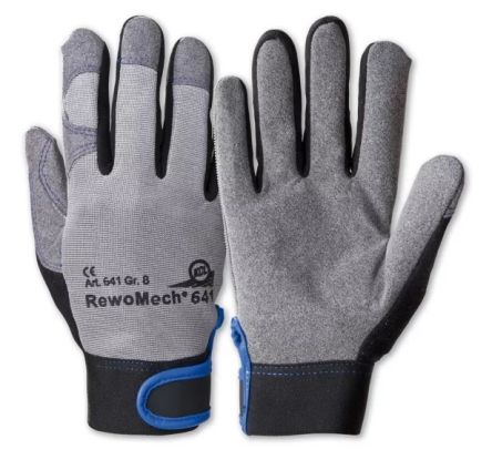 Honeywell Safety RewoMech Black/Grey Leather, Polyester Mechanical Protection Work Gloves, Size 8 [064108141E]; 537-138