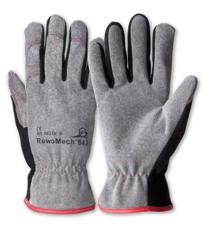 Honeywell Safety RewoMech Black/Grey Leather Mechanical Protection Work Gloves, Size 8 [064308141E]; 537-147