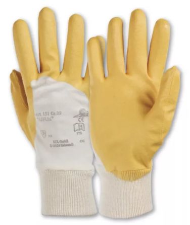 Honeywell Safety Taifun Yellow Cotton Mechanical Protection Work Gloves, Size 8, Nitrile Coating [015108141E]; 537-389