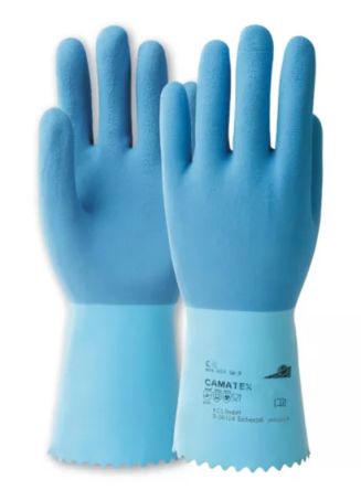 Honeywell Safety Camatex Blue Natural Latex Cold Environment, Wet Environment Work Gloves, Size 7, Cotton Coating [045107142X]; 537-393