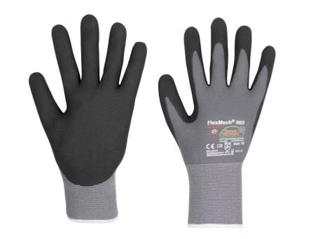 Honeywell Safety FlexMech Black/Grey Polyamide Mechanical Protection Work Gloves, Size 10, Nitrile Foam Coating [066310841E]; 537-478