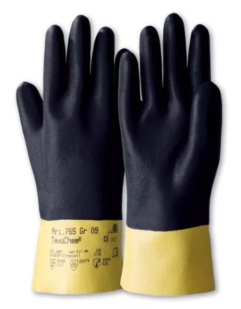 Honeywell Safety TevuChem Blue, Yellow Nitrile Chemical Resistant Work Gloves, Size 8 [076508141X]; 537-531