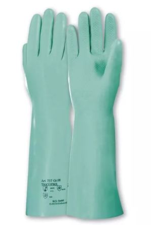 Honeywell Safety Tricotril Green Cotton Chemical Resistant Work Gloves, Size 7, Nitrile Coating [073707141X]; 537-545