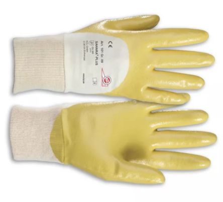 Honeywell Safety Sahara Plus Yellow Cotton Mechanical Protection Work Gloves, Size 7, Nitrile Coating [010107141E]; 537-573