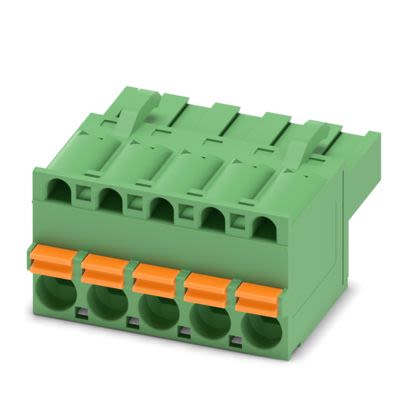 Phoenix Contact, 5mm Pitch, 5/..-ST, FKCT 2, 5 Way, , Pluggable Terminal Block, Plug, PCB Mount, Push In Spring [1909249]; 554-905