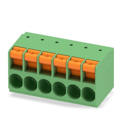Phoenix Contact TDPT Series PCB Terminal Block, 6-Contact, 10.16mm Pitch, Wave Soldering, 1-Row, Push In Spring [1017535]; 556-094