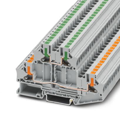 Phoenix Contact 1088749 PTTBV Series Grey, 4mm², 2-Level, Push In Termination [1088749]; 556-261