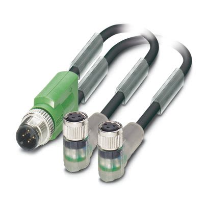 Phoenix Contact Straight Male 3 way M12 to Right Angle Female 3 way M8 Sensor Actuator Cable, 5m [1683523]; 556-365
