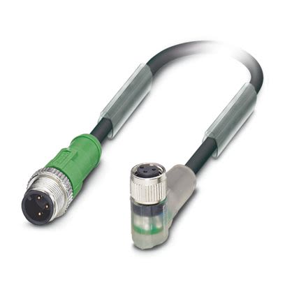 Phoenix Contact Straight Male 3 way M12 to Right Angle Female 3 way M8 Sensor Actuator Cable, 5m [1698071]; 556-366