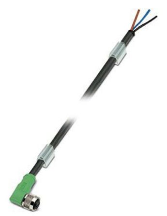 Phoenix Contact Straight Free Ends to Right Angle Female 3 way M8 Sensor Actuator Cable, 10m [1527773]; 556-492