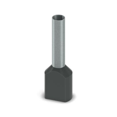 Phoenix Contact, AI-TWIN 2X 6 - 18 BK Insulated Bootlace Ferrule, 18mm Pin Length, 4.9mm Pin Diameter, Black [2100000]; 556-514