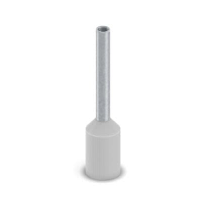 Phoenix Contact, Ferrule A Insulated Bootlace Ferrule, 10mm Pin Length, 1.3mm Pin Diameter, Grey [2100124]; 556-542