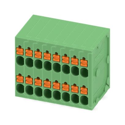 Phoenix Contact SPTD Series PCB Terminal Block, 16-Contact, 3.5mm Pitch, Wave Soldering, 2-Row, Push In Spring [1841555]; 556-688
