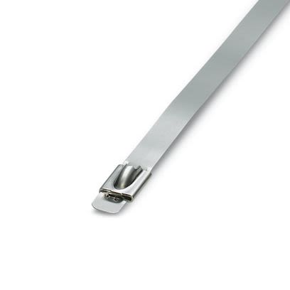 Phoenix Contact Cable Ties, Steel Strip, 380mm x 7.6 mm, Silver Stainless Steel, Pk-100 [3240727]; 556-771