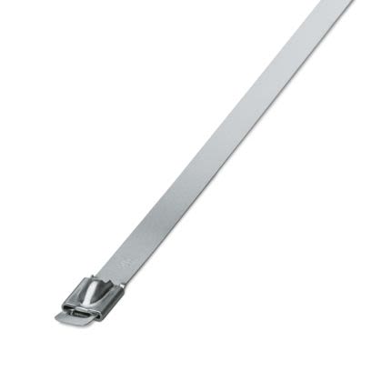 Phoenix Contact Cable Ties, Steel Strip, 679mm x 7.9 mm, Silver Stainless Steel, Pk-100 [3240830]; 557-016