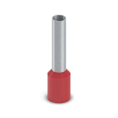 Phoenix Contact, AI 10-18 RD-1500 Insulated Bootlace Ferrule, 18mm Pin Length, 4.6mm Pin Diameter, Red [2100037]; 557-530