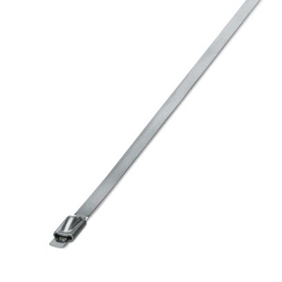Phoenix Contact Cable Ties, Steel Strip, 1.067m x 4.6 mm, Silver Stainless Steel, Pk-100 [3240805]; 557-677