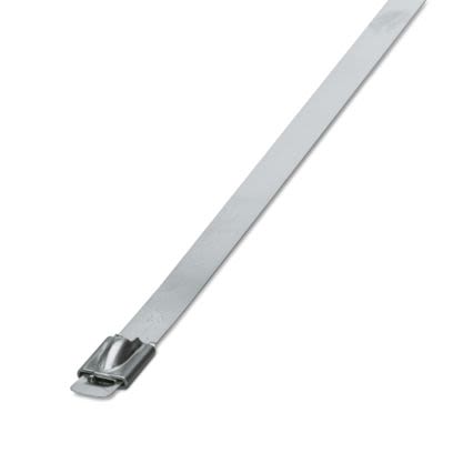 Phoenix Contact Cable Ties, Steel Strip, 679mm x 7.9 mm, Silver Stainless Steel, Pk-100 [3240817]; 557-678