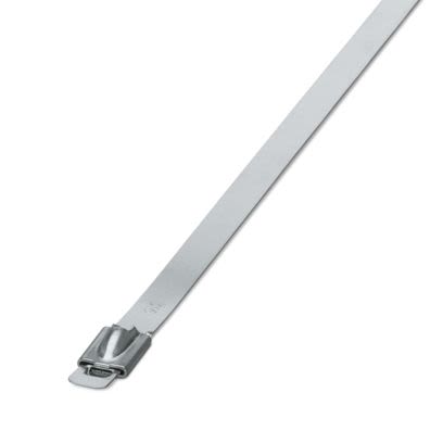 Phoenix Contact Cable Ties, Steel Strip, 259mm x 7.9 mm, Silver Stainless Steel, Pk-100 [3240827]; 557-681