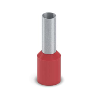 Phoenix Contact, Ferrule A Insulated Bootlace Ferrule, 22mm Pin Length, 4.6mm Pin Diameter, Red [2100041]; 557-813