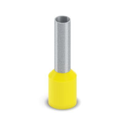 Phoenix Contact, AI 6-12 YE-1000 Insulated Bootlace Ferrule, 12mm Pin Length, 3.5mm Pin Diameter, Yellow [2100047]; 557-816