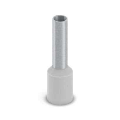 Phoenix Contact, AI-GB 4 - 10 GY Insulated Bootlace Ferrule, 10mm Pin Length, 2.9mm Pin Diameter, Grey [2100245]; 558-086
