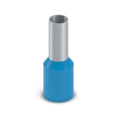 Phoenix Contact, AI 16-12 BU-1500 Insulated Bootlace Ferrule, 12mm Pin Length, 5.8mm Pin Diameter, Blue [2100036]; 558-308