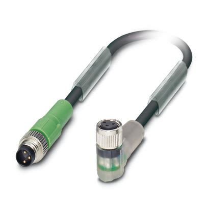 Phoenix Contact Straight Male 3 way M8 to Right Angle Female 3 way M8 Sensor Actuator Cable, 2m [1693555]; 558-634