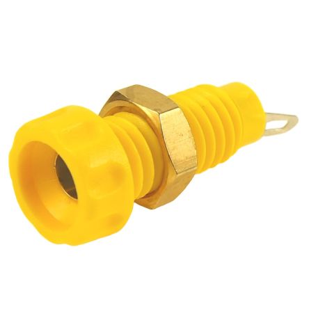 RS PRO Yellow Female Banana Connectors, 4 mm Connector, Screw Termination, 10A, 60V dc, Nickel Plating [0]; 558-853