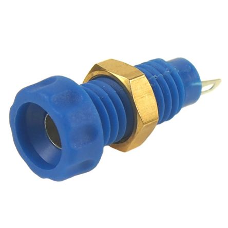 RS PRO Blue Female Banana Connectors, 4 mm Connector, Screw Termination, 10A, 60V dc, Nickel Plating [0]; 558-854