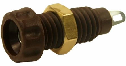 RS PRO Brown Female Banana Connectors, 4 mm Connector, Screw Termination, 10A, 60V dc, Nickel Plating [0]; 558-858