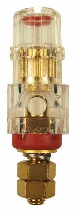 RS PRO 60A, Red Binding Post With Brass Contacts and Gold Plated - 3mm Hole Diameter [0]; 558-862