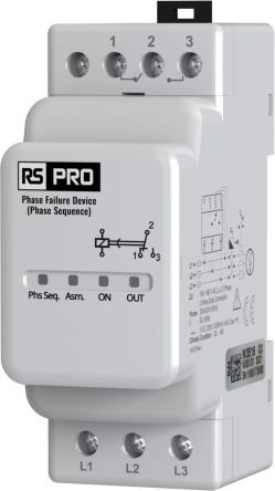 RS PRO Phase, Voltage Monitoring Relay, Three Phase, CO, DIN Rail [0]; 558-892