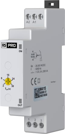 RS PRO DIN Rail Mount Timer Relay, 24 → 240V, 1-Contact, 4 → 60s, 1-Function, CO [0]; 558-904