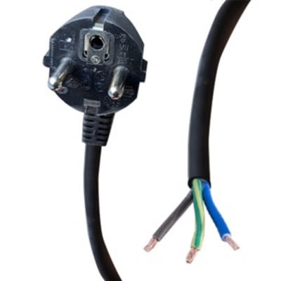 RS PRO Straight Unterminated Right Angle CEE 7/7 Plug Power Cord, 3m [0]; 558-942