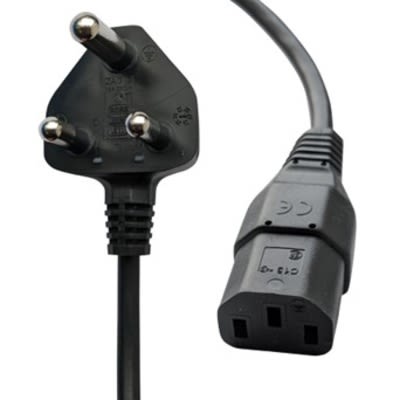 RS PRO Straight IEC C13 Socket to Straight Type M South African Power Cord, 1.9m [0]; 558-959