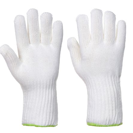 Portwest A590 White Cotton, Elastic, Viscose Heat Resistant Work Gloves, Size L [A590WHRL]; 560-280