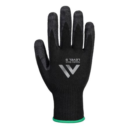 Portwest A793 Black Elastane, HPPE, Nylon, Steel Cut Resistant Work Gloves, Size M, PVC Coating [A793K8RM]; 561-315