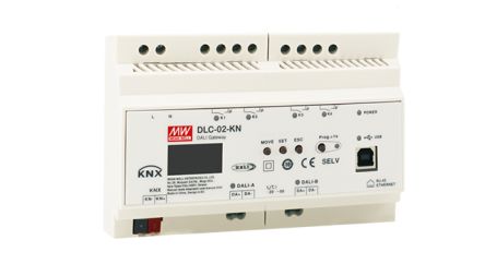 MEAN WELL DALI Control Unit, 2x16V Output, 7.68W Output, 2x250mA Output [DLC-02-KN]; 563-408