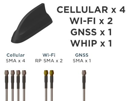 TE Connectivity L001044-03 Whip Multiband Antenna with SMA, SMA RP Connector, 5G, GNSS, Wi-Fi [L001044-03]; 563-424