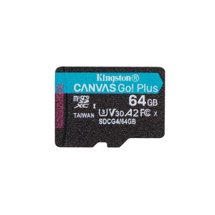 Kingston 64 GB MicroSDXC Micro SD Card, A2, Class 10, U3, UHS-I, V30 [SDCG4/64GBSP]; 563-600