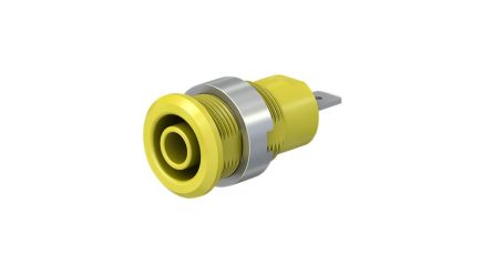 Staubli Yellow Socket Banana Socket, 4 mm Connector, Screw Termination, 24A, 1kV, Nickel Plating [49.7044-24]; 564-395