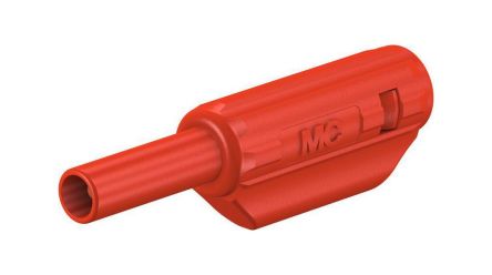 Staubli Red Plug Banana Plug, 2mm Connector, Solder Termination, 10A, 600V, Gold Plating [65.9182-22]; 564-404
