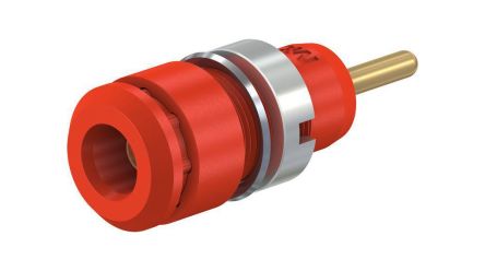 Staubli Red Socket Banana Socket, 2mm Connector, Pin Termination, 10A, 600 → 1000V, Gold Plating [65.9194-22]; 564-405