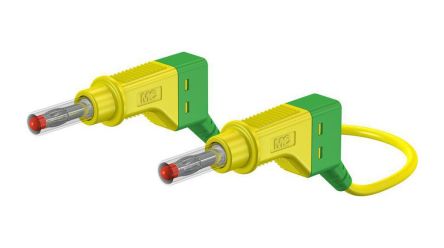Staubli Test lead, 32A, 600V, Green/Yellow, 50cm Lead Length [66.9408-05020]; 564-408