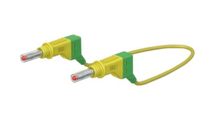 Staubli Test lead, 32A, 600V, Green/Yellow, 150cm Lead Length [66.9408-15020]; 564-429