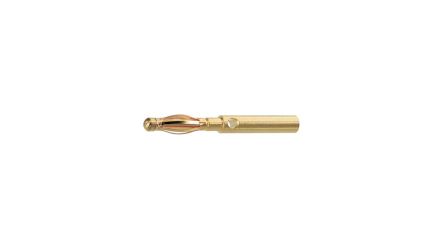 Staubli Gold Plug Banana Plug, 2mm Connector, Solder Termination, 10A, 30 → 60V, Gold Plating [22.1004]; 564-647