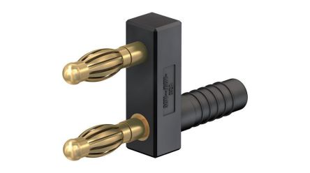 Staubli Black Plug Banana Plug, 4 mm Connector, Spring Terminal Termination, 32A, 30 → 60V, Gold Plating [20.1020-21]; 564-650